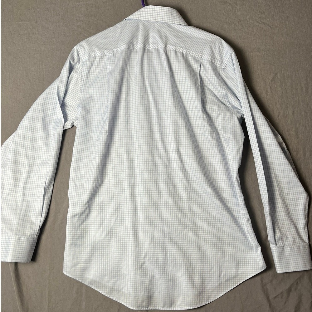 Jos. A. Bank Button-Down Mens 16-34 Reserve Slim Fit Light Blue Check EUC - Picture 9 of 11
